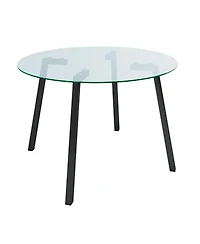 Streamdale 47.2" Modern Round Glass Dining Table with Black Legs