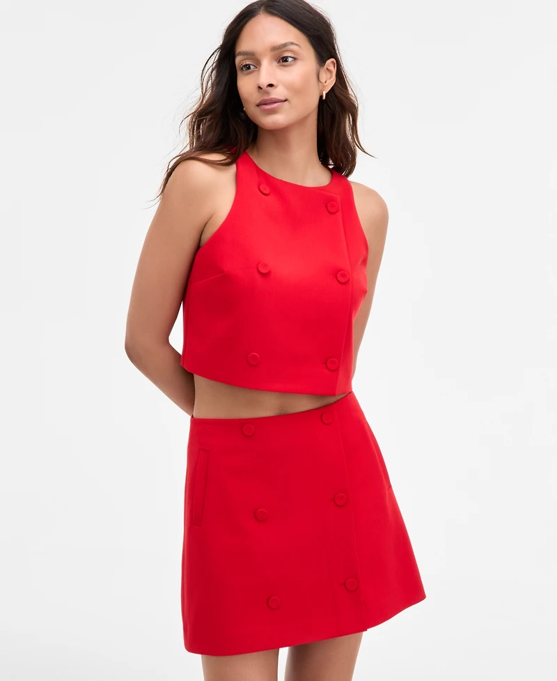 French Connection Women's Azra Twill Double-Breasted Top