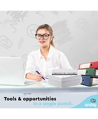 3 Hole Punch Heavy Duty, 3 Ring Hole Puncher for Binder, 10 Sheet Adjustable Paper Punch, Metal Three Hole Punch with Built-in Waste Chip Tray, Deskto