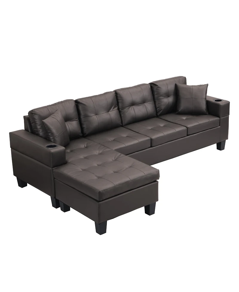 Streamdale Modern Chaise Sectional (4-Seater, Chocolate Brown)
