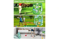 Titqwop 4-in-1 Sticky Golf Games Set for Kids & Adults – Golf Putting Mat, Chipping Net, Cornhole Board & Retractable Club | Indoor/Outdoor Pra