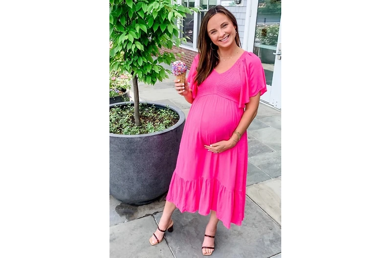 Pinkblush Maternity Fuchsia Smocked Ruffle Dress