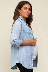 Pinkblush Maternity Charcoal Chambray Rolled Cuff Shirt