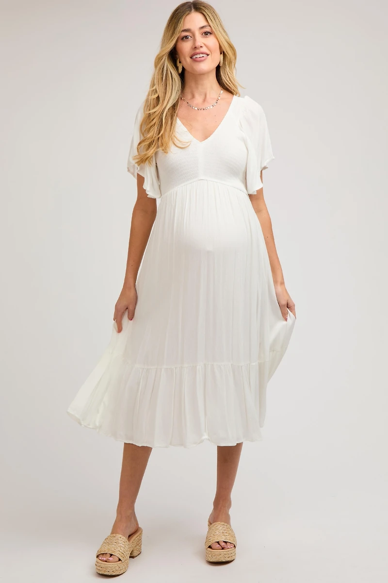 Pinkblush Maternity Light Blue Smocked Ruffle Dress