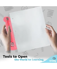 3 Hole Punch Pink, Portable Puncher for Ring Binder, Sheets Capacity, Removable Chip Tray, 10” Ruler School, Office, 1 Pc-by Enday