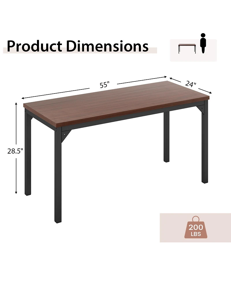 55 Inch Conference Table with Heavy-duty Metal Frame