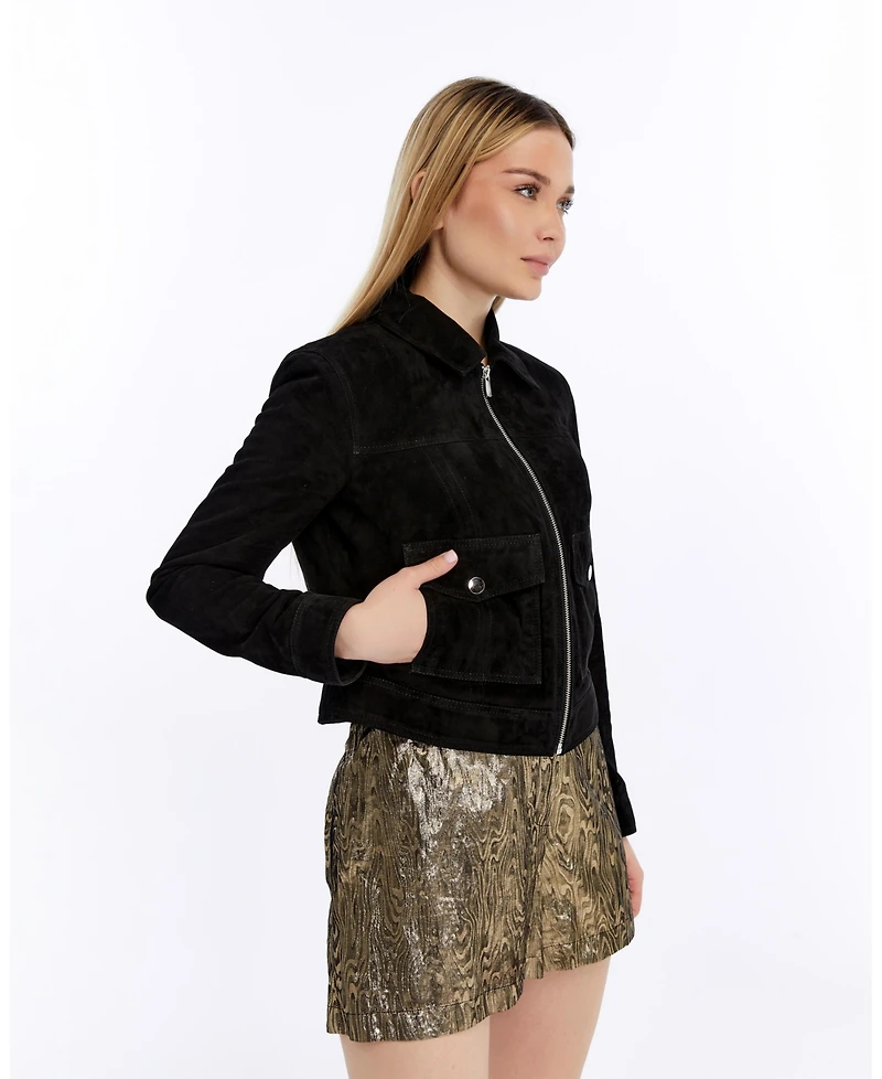 Furniq Uk Women's Cropped Suede Jacket, Created For Macy's