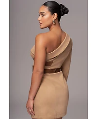 Jluxlabel Women's One Shoulder Suede Blazer Dress