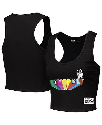 Freeze Max Women's Black Monopoly Tri-Blend Cropped Racerback Tank Top