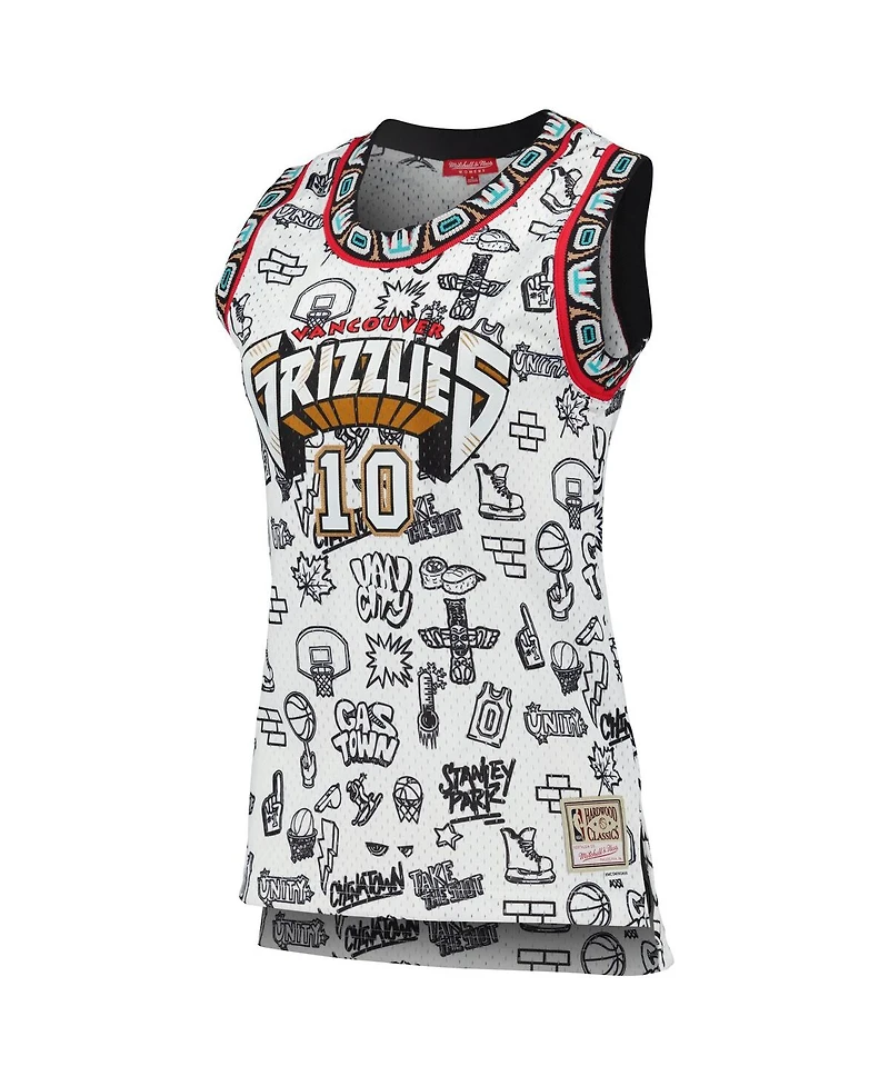 Mitchell & Ness Women's Mike Bibby White Vancouver Grizzlies 1998 Doodle Swingman Jersey