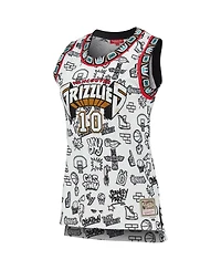 Mitchell & Ness Women's Mike Bibby White Vancouver Grizzlies 1998 Doodle Swingman Jersey