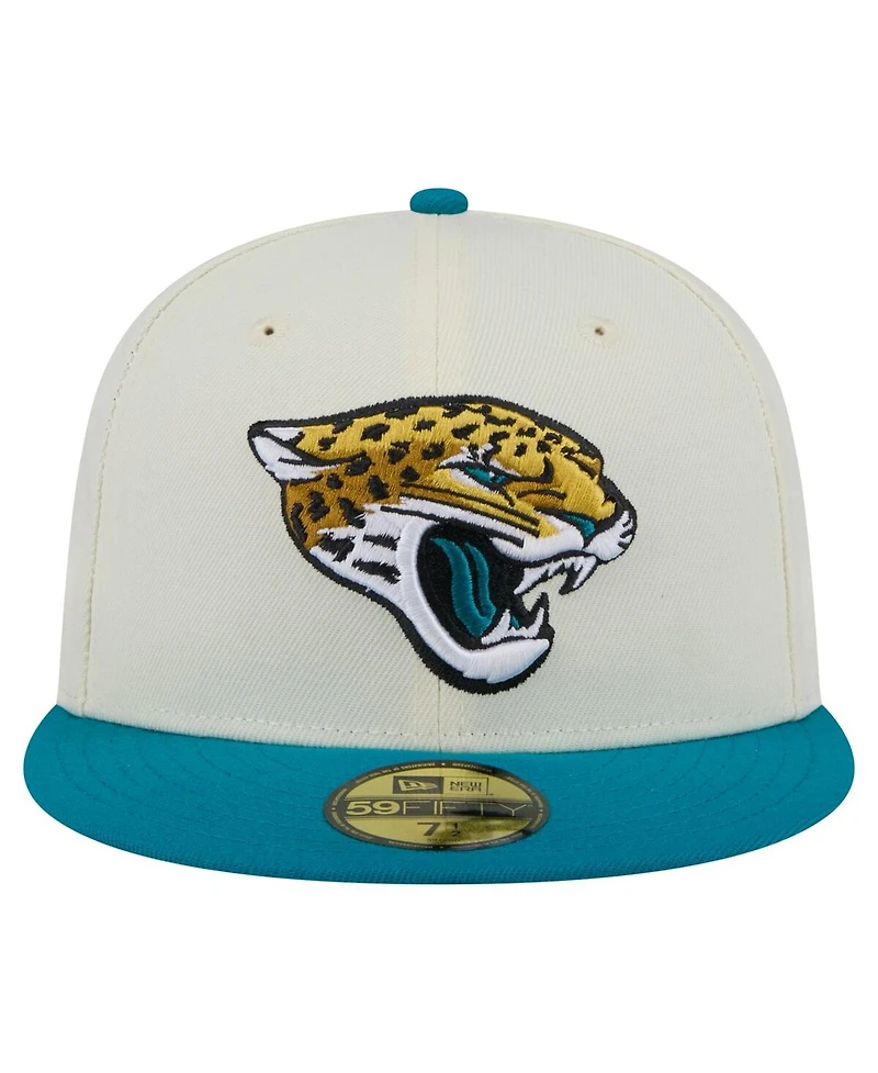New Era Men's White/Teal Jacksonville Jaguars Main 59FIFTY Fitted Hat