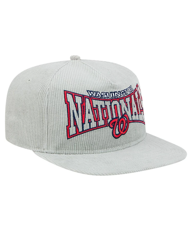 New Era Men's Gray Washington Nationals Corduroy Golfer Snapback Hat