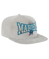 New Era Men's Gray Miami Marlins Corduroy Golfer Snapback Hat