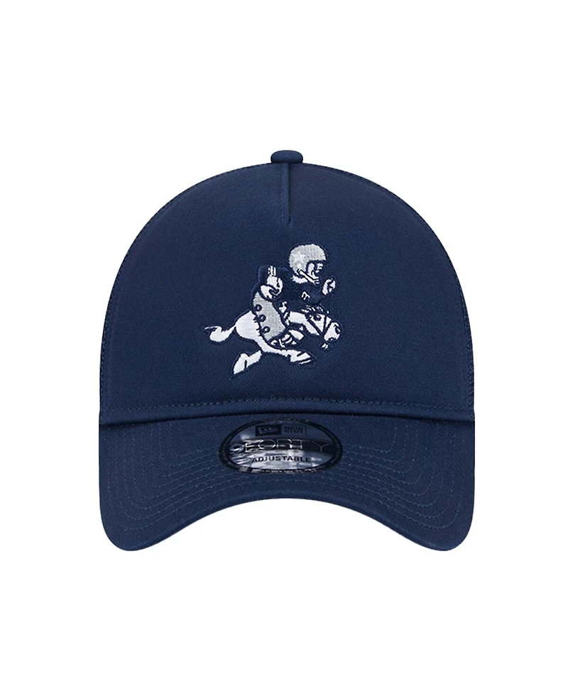 New Era Men's Navy Dallas Cowboys Retro Main A-Frame Trucker 9FORTY Adjustable Hat