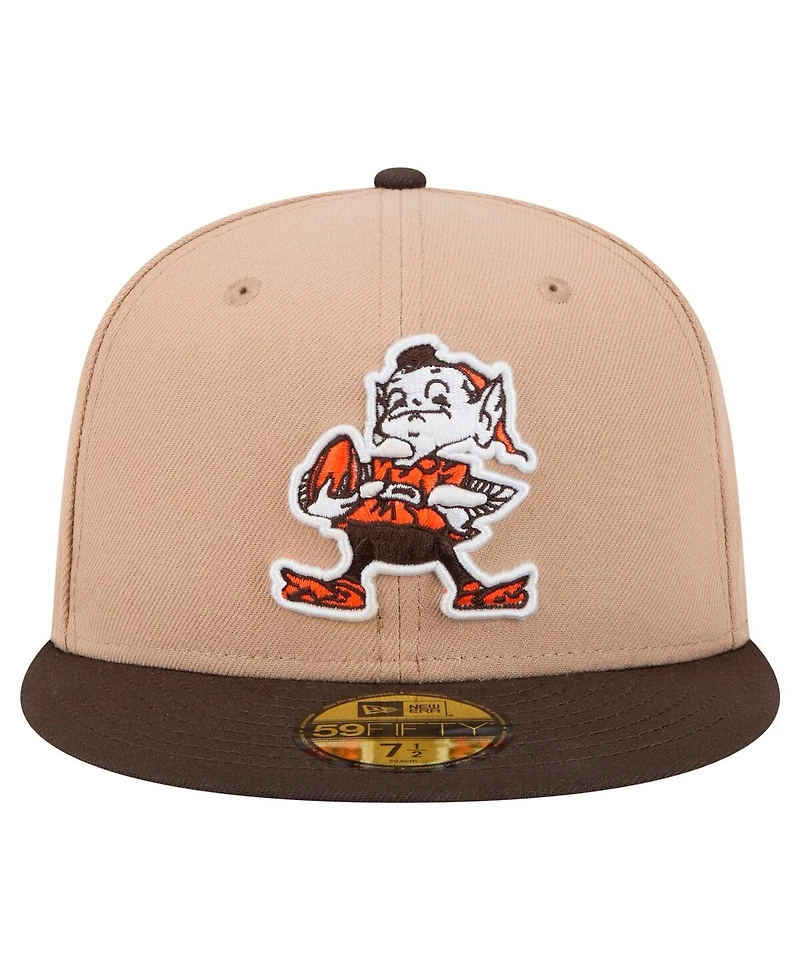 New Era Men's Tan Cleveland Browns Throwback Logo Main 59FIFTY Fitted Hat