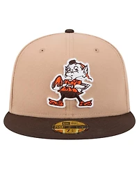 New Era Men's Tan Cleveland Browns Throwback Logo Main 59FIFTY Fitted Hat