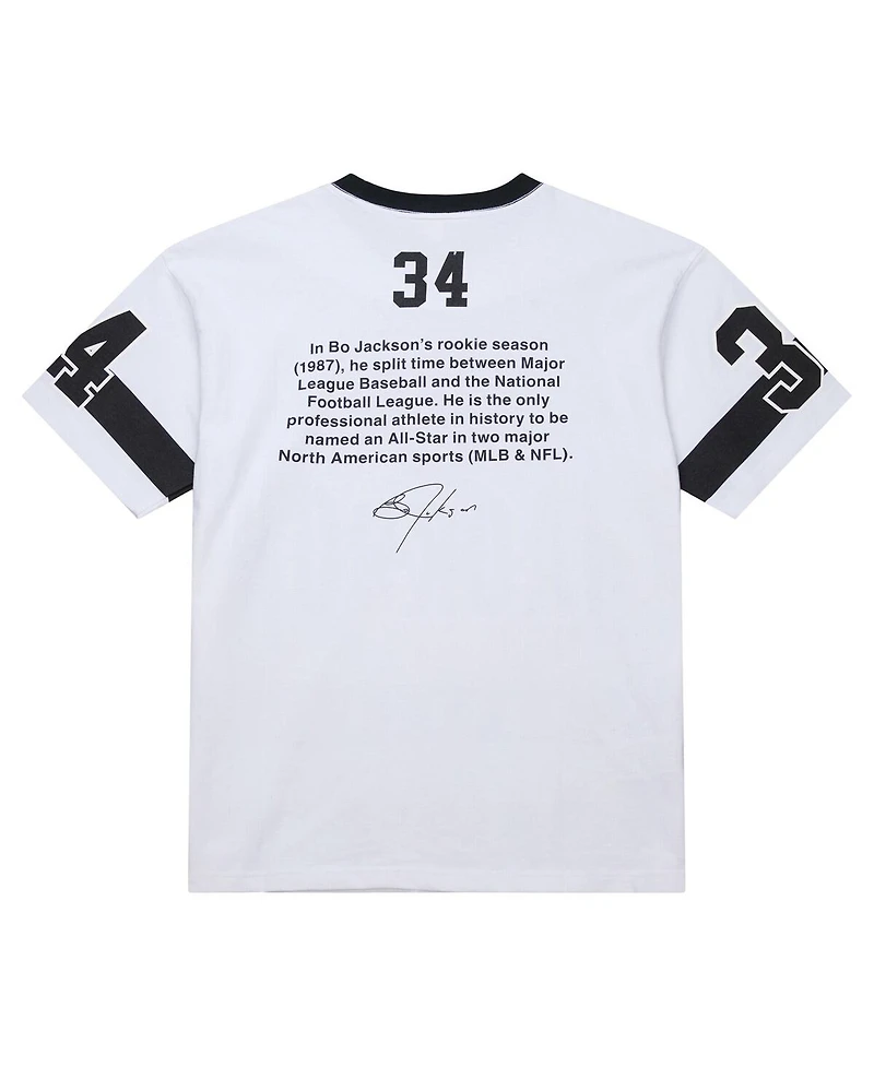 Mitchell & Ness Men's Bo Jackson White Las Vegas Raiders Name Number Team Origins Vintage Logo T-Shirt