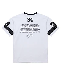 Mitchell & Ness Men's Bo Jackson White Las Vegas Raiders Name Number Team Origins Vintage Logo T-Shirt