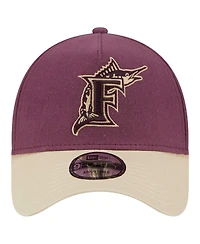New Era Men's Maroon Florida Marlins Cooperstown Collection Moleskin A-Frame 9FORTY Adjustable Hat