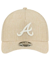 New Era Men's Beige Atlanta Braves Cotton Weave M-Crown A-Frame 9FORTY Adjustable Hat