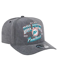 New Era Men's Black Miami Dolphins Throwback Washed A-Frame 9FIFTY Snapback Hat