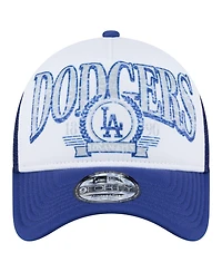 New Era Men's White/Royal Los Angeles Dodgers Trucker A-Frame 9FORTY Adjustable Hat