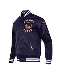 Pro Standard Men's Navy Golden State Warriors 2024/25 City Edition Chenille Satin Full-Snap Jacket