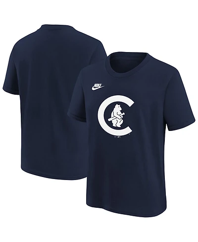 Nike Big Boys and Girls Navy Chicago Cubs Cooperstown Collection Team Logo T-Shirt