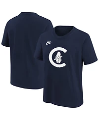 Nike Big Boys and Girls Navy Chicago Cubs Cooperstown Collection Team Logo T-Shirt