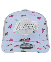 New Era Men's Light Blue/Gray Los Angeles Lakers Adventure Aloha Pattern 9SEVENTY Stretch-Snap Hat
