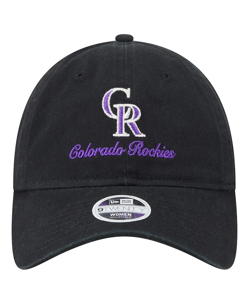 New Era Women's Black Colorado Rockies Preppy Team 9TWENTY Adjustable Hat