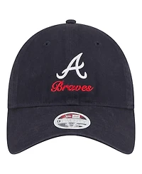 New Era Women's Navy Atlanta Braves Preppy Team 9TWENTY Adjustable Hat