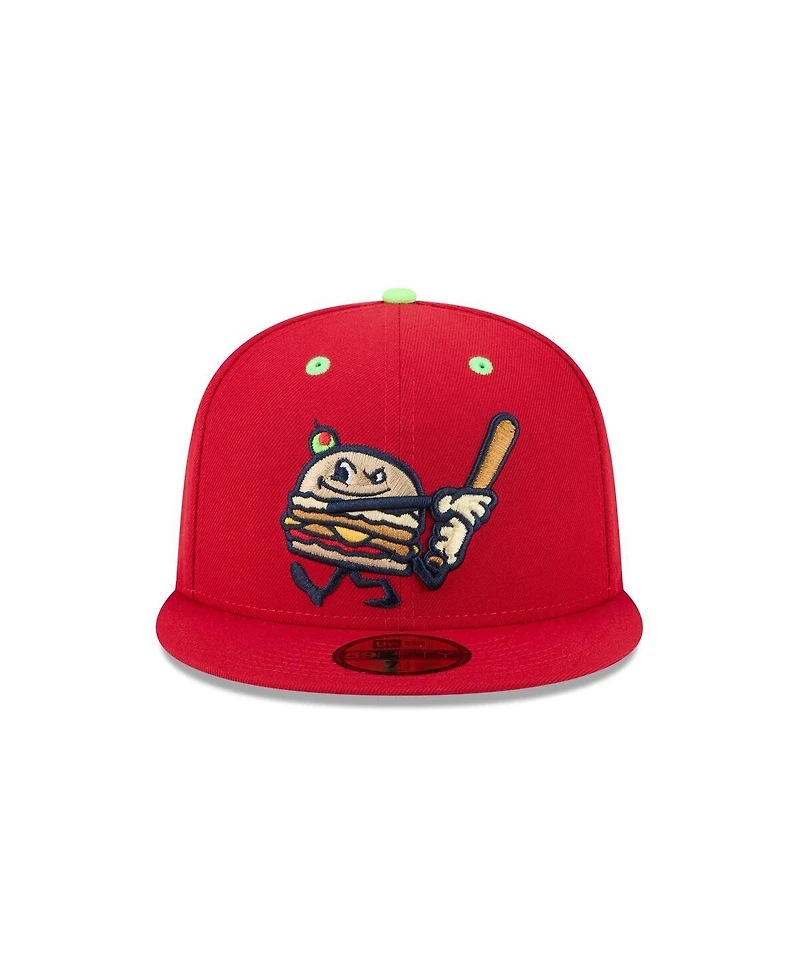New Era Men's Red Akron RubberDucks Theme Nights 59FIFTY Fitted Hat