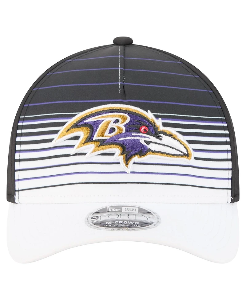 New Era Men's White/Black Baltimore Ravens Adventure Gradient 9FORTY M-Crown A-Frame Adjustable Hat