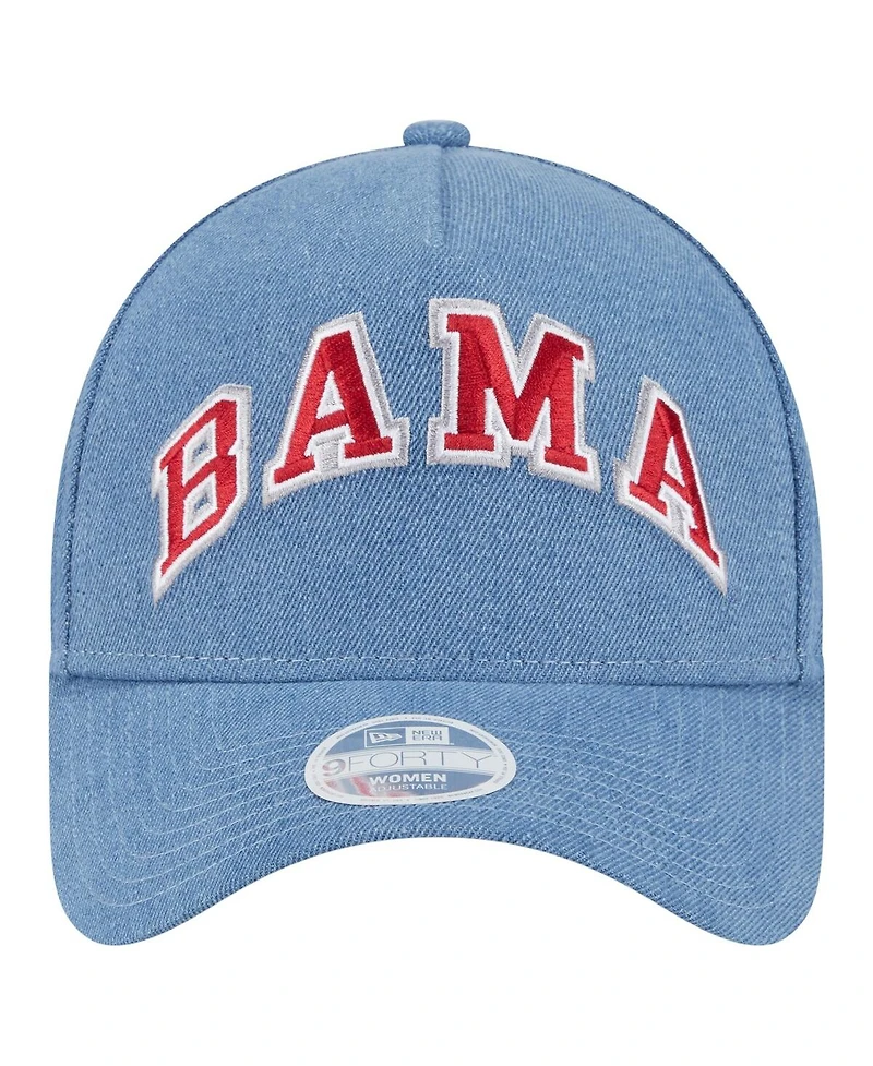 New Era Women's Denim Alabama Crimson Tide A-Frame 9FORTY Adjustable Hat