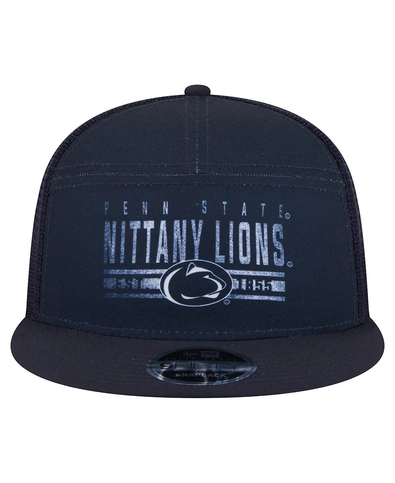 New Era Men's Navy Penn State Nittany Lions Split Panel 9FIFTY Snapback Trucker Hat