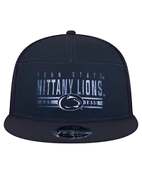 New Era Men's Navy Penn State Nittany Lions Split Panel 9FIFTY Snapback Trucker Hat