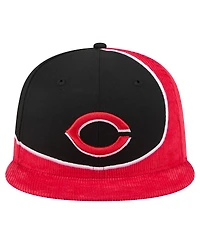 New Era Men's Red/Black Cincinnati Reds Retro Split Corduroy Snapback Hat