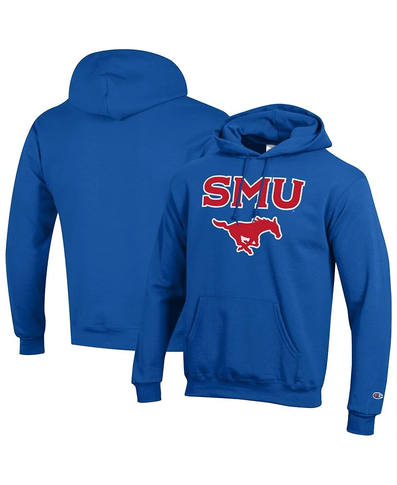 Champion Men's Royal Smu Mustangs Arch Over Logo Pullover Hoodie