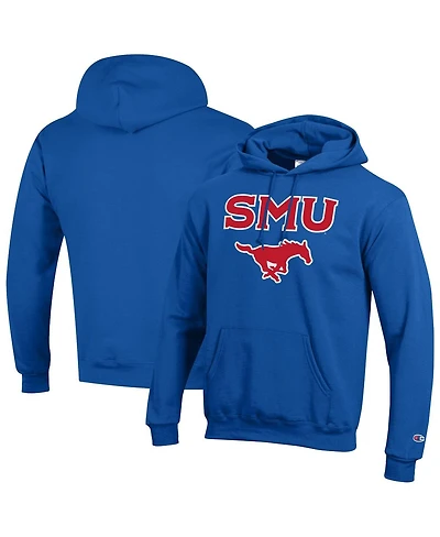 Champion Men's Royal Smu Mustangs Arch Over Logo Pullover Hoodie