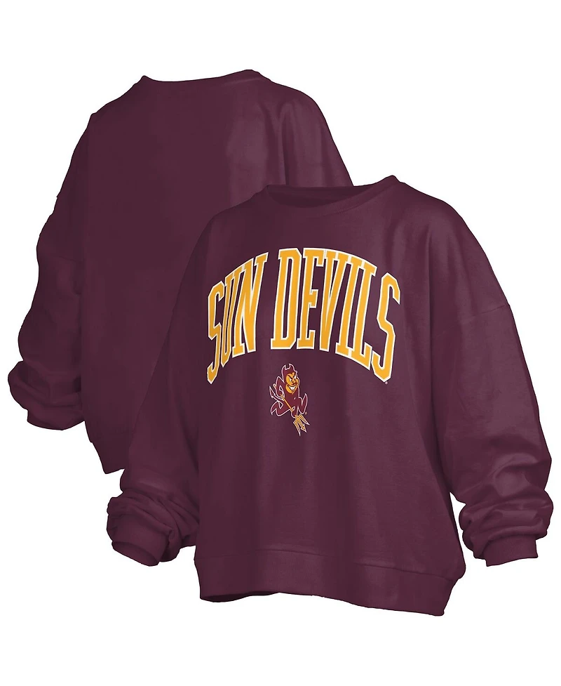 Pressbox Women's Maroon Arizona State Sun Devils Janise Arch Over Logo Waist Length Oversized Pullover Sweatshirt