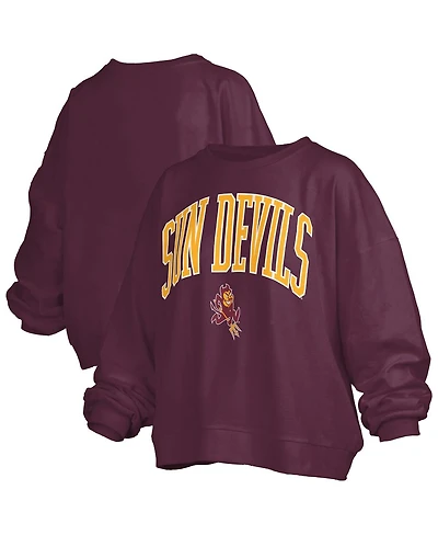 Pressbox Women's Maroon Arizona State Sun Devils Janise Arch Over Logo Waist Length Oversized Pullover Sweatshirt