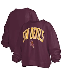 Pressbox Women's Maroon Arizona State Sun Devils Janise Arch Over Logo Waist Length Oversized Pullover Sweatshirt