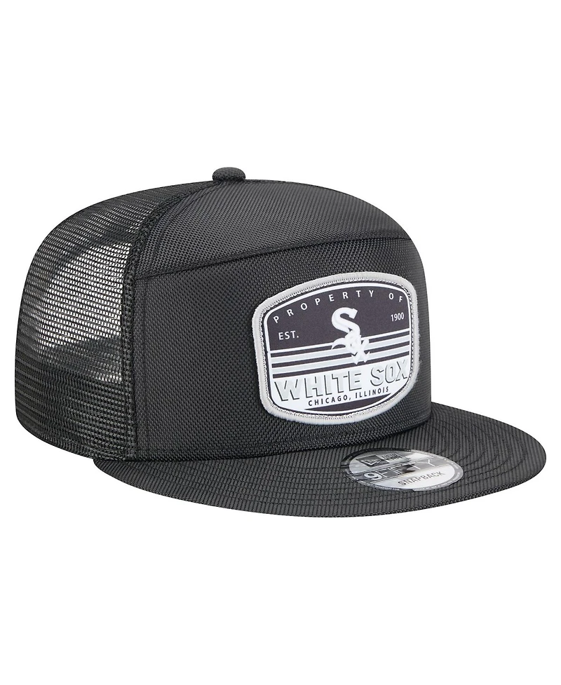 New Era Men's Black Chicago White Sox Split Panel 9FIFTY Trucker Snapback Hat