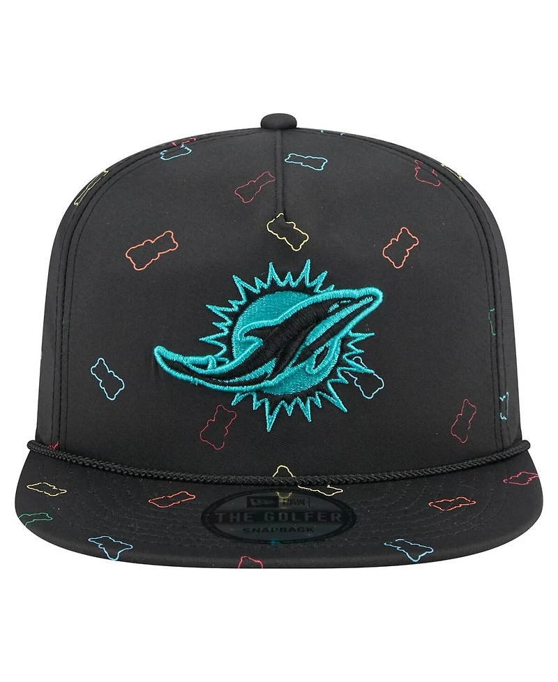 New Era Men's Black Miami Dolphins Gummy Golfer Snapback Hat