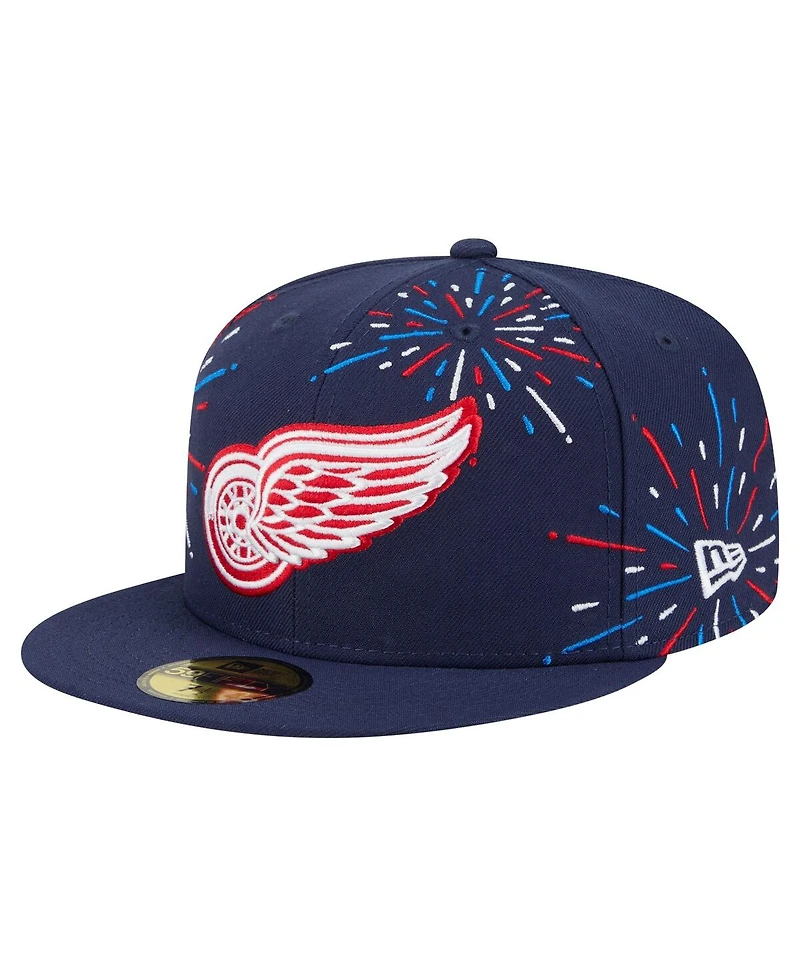 New Era Men's Navy Detroit Red Wings Americana Fireworks 59FIFTY Fitted Hat