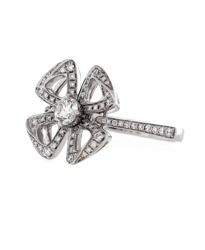 Pre-Owned Bvlgari Small Fiorever Ring 18K White Gold and Pave Diamonds