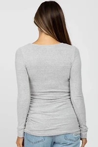 Pinkblush Maternity Heather Grey Soft Knit Ruched Top