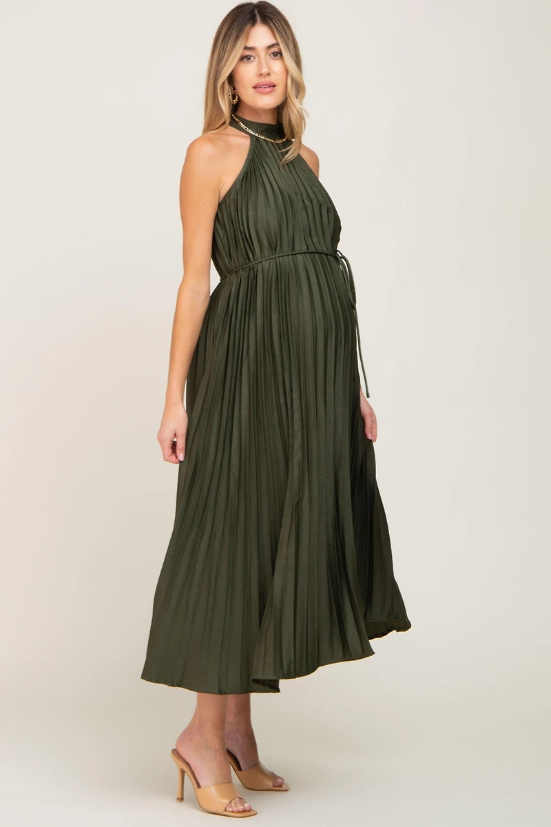 Pinkblush Maternity Olive Pleated Halter Dress